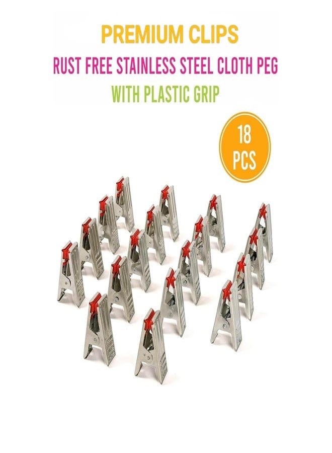 COPY LINE Heavy Duty Rust Free Stainless Steel Cloth Clips/Cloth Peg/Cloth Drying Pins/Pegs for Hanger/Rods/Ropes/Drying Clothes (18 Clips with Box) - Image 2